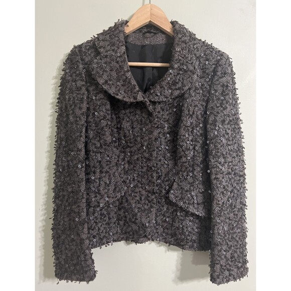 algo switzerland 100% Cashmere Women  Jacket With Sequins Work Size 38 NWOT - Picture 2 of 13